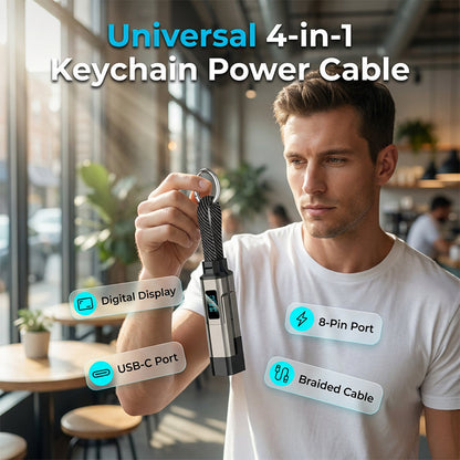 🔌 Câble de charge 4 en 1 avec affichage numérique et anneau porte-clés – charge rapide, résistant aux nœuds et compact ⚡🔑【Offre Limitée】