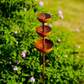 Piquet rustique en métal à 3 niveaux : mangeoire et abreuvoir pour oiseaux